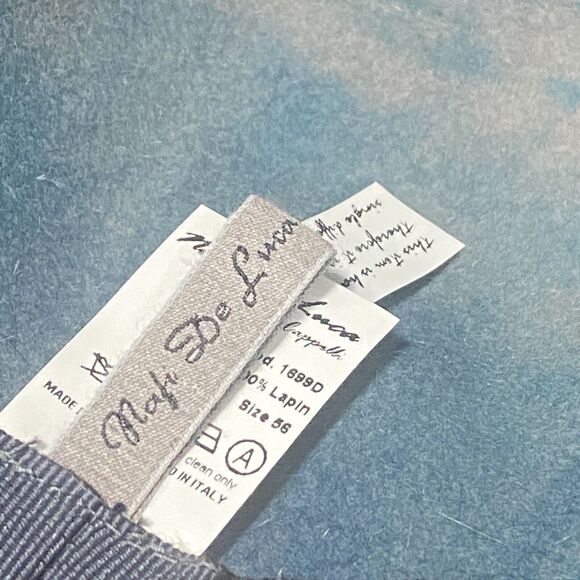 Rafi De Luca Wearable Art To Wear Made in Italy Lapin Fur Hat Blue Gray Tie Dye - Picture 8 of 13